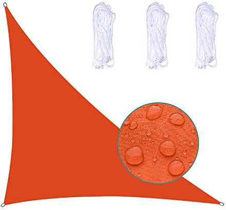 MEEYI Sun Segel Sonnensegel 4X4X5.7m Sonnenschutzsegel Unter Pavilion 95% Beschattung UV Schutz Wetterschutz Wasserabweisend Windschutz & Tear Resistant Für Garten Terrasse Schwimmbad, Orange