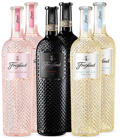 Probierpaket aus 6 Flaschen der Freixenet Italian Wine Collection (6 x 0,75l) - bestehend aus 2 x 0,75l Freixenet Pino Grigio, 2 x 0,75l Freixenet Rosé und 2 x 0,75l Freixenet Chianti, VEGAN