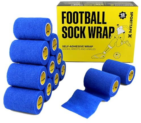 SPORTTAPE 12 Rollen Kohäsive selbstklebender verband - 7,5 cm x 4,5 m - Blau - Selbsthaftendes verbandsmaterial Pet Vet Wrap für Hund und Pferde - Fußball Stutzentape - Kompressionsbinde