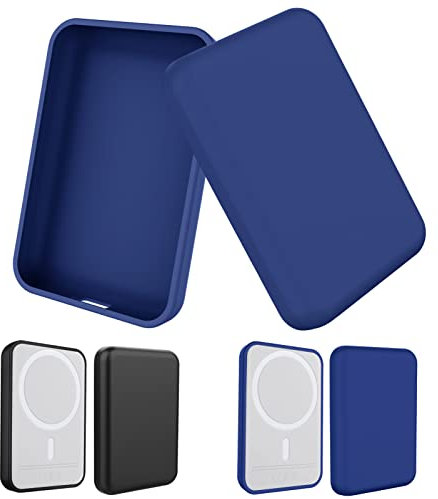 GHIJKL 2 Pack Case Compatible with Magsafe Battery Pack Cover, Ultra-Thin TPU Shockproof Case Slim Scratch Resistant Cover Protective Bumper Shell for Magsafe Battery Pack, Matte Black/Blue
