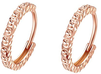 ZHOU LIU FU 18K Roségold Huggie Hoop-Ohrringe 750er Gold Creolen Jahrestag Geburtstag Schmuck für Frauen ihre Liebhaber