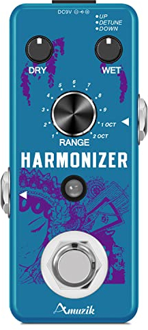 Amuzik Guitar Harmonizer Effect Pedal Digital Octave Effects Pedals Harmony Pitch Shifter Detune For Electric Guitar Bass Mini Size True Bypass