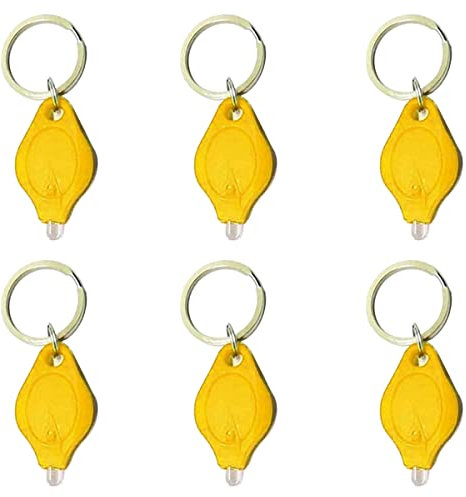 MACHSWON 6PCS Mini Keychain Torches Flashlight UV Money Checker Key-Chain LED Money Detector Light Key Ring Light Torch Yellow