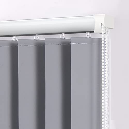 NIANXINN Blackout Vertical Blinds Window Shades,Polyester Fabric Venetian Blinds,Grey Light Filtering Vertical Window Blinds for Patio Doors,Sliding Doors,Custom Color (W150xH240cm(59x95in))