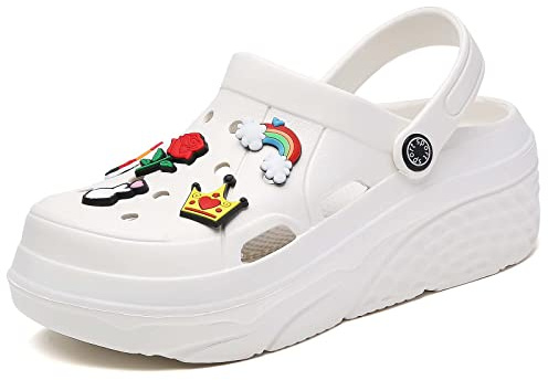 ELIOGN Damen Gardener Plattform Clogs Hausschuhe Leicht Pantoletten Slip On Slides Schuhe Gartenschuhe