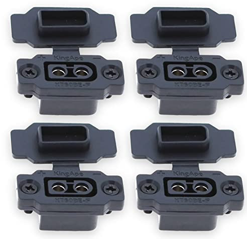 VUNIVERSUM 4X Stück XT60BE-F Hochstrom Einbaustecker Schwarz mit Gummikappe und Schrauben Wassergeschützt für Lipo Akku kompatibel zu alle XT60 Stecker Goldstecker 2Pin