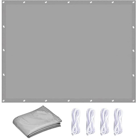 Sonnenschutz Windschutz 4 x 4 m Wasserdicht 98% UV Schutz Sun Sonnensegel mit Ösen und Befestigungsseile für Außenbereich,Garten, Hellgrau