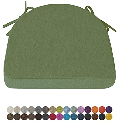 Lsjoaw 1 Stück Stuhlkissen Sitzkissen Stuhl 43X42X40X8 Sitzpolster mit Bindeband Rutschfestes Zierkissen Gartenkissen Halbrund Auflage für Stühle Indoor/Outdoor Sitzauflage,Green