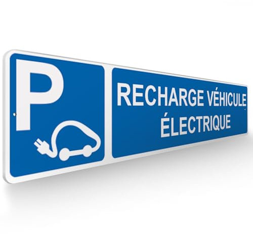 DECOHO - Panneau de signalisation pour parking · Emplacement Recharge Véhicule Electrique - 48 x 10 cm - Bleu