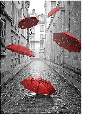 ABCWARRT Europäische Rote Art Art Leinwand Malerei Schwarz Weiß Stadt Landschaft Poster Vintage Fahrrad Motorrad Baum Bild Home Dekoration (20 * 30cm Kein Rahmen,5)
