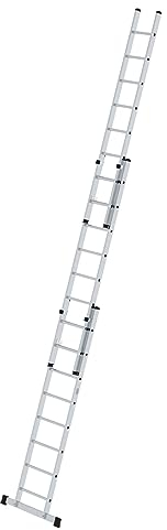 PROREGAL Sprossen-Schiebeleiter 3-teilig mit Standard-Traverse 3x10 Sprossen | Leiter, Teleskopleiter, Trittleiter, Bockleiter, Sprossen-Doppelleiter