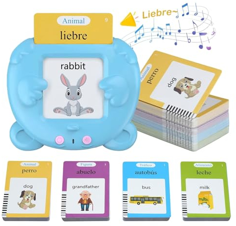 Towwoo Standard Spanisch, Sprechende Flash-Karten Lernspielzeug, Lernkarten 112 Blatt 224 Wörter Montessori Spielzeug Geschenke für Kleinkinder 1-6 Jahre, Vorschul-Lernmaschine für Jungen Mädchen