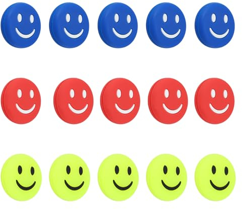 KLEHOPE Tennisschläger Dämpfer, 18 Stücke Vibrationsdämpfer Tennis, Smiley-Gesichtsdesign, Dämpfer Tennis für Alle Modelle von Tennisschläger Badmintonschläger Tenniszubehör