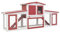 ARKEM Großer Kaninchenstall Rot und Weiß 204x45x85 cm Holz Hasenstall DraußEn Winterfest