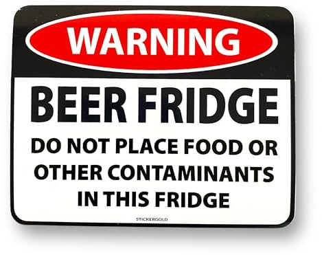 Funny Warning - Beer Fridge 100cm Self Adhesive Sticker Decal for Car, Van, Camper, Bumper Sticker, Man Cave, Freezer SG231
