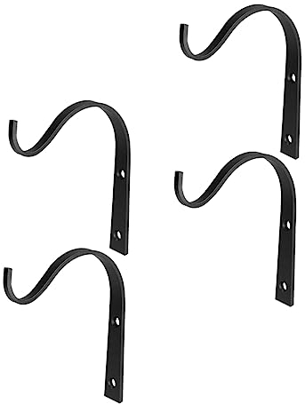 Sosoport 4 Stück Anschließen Dekor Für Regal Haken Zum Aufhängen Wandpflanzer Haken Aufhänger Hängendes Pflanzenregal Schwarzer Hängender Pflanzer Regalständer Schmiedeeisen Wandhaken