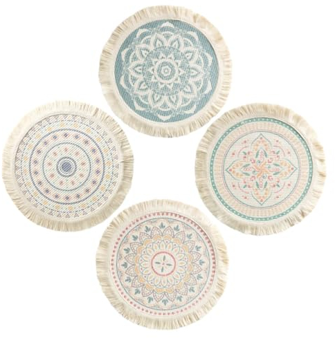 VINTORKY 4 Stück B. Tonkrug Platzdeckchen Tischsets Behälter Für Zahnbürsten Besteckunterlage Makramee-untersetzer Hitzebeständiges Tischset Couchtisch Gewebten Matte Baumwolle Haushalt