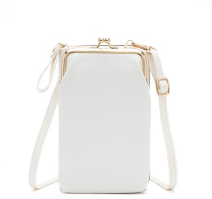 Wisafory Handytasche PU Leder Umhängetasche Brieftasche Schultertasche Handtasche Geldbörse Handy Tasche zum Umhängen Mini Crossbody Umhängetasche für Frauen und Mädchen Weiß