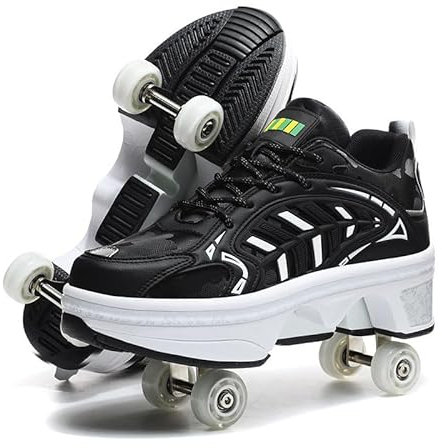 Unisex-Kinder Skateboard Schuhe Kinderschuhe mit Rollen Skate Shoes Rollen Schuhe Sportschuhe Laufschuhe Sneakers mit Rollen Kinder Jungen Mädchen,Noir-39