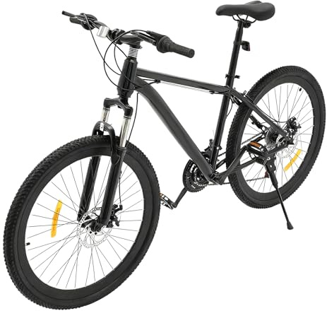 TESUGN Mountainbike, 26 Zoll Fahrrad 21 Gang Stahlrahmen mit Scheibenbremsen Schutzbleche Federgabel Trekkingrad MTB für Jungen, Mädchen