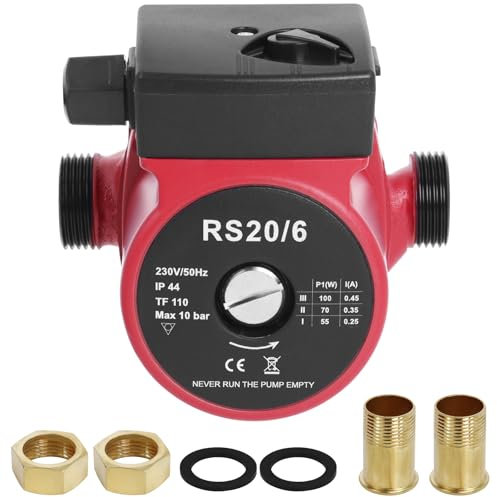 Bomba de Calefacción RS20-60/130mm, Bomba de Circulación para Sistemas de Calefacción Central y Calentador de Agua Solar, Bomba de Circulación, 6 Metros de Altura