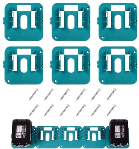 SIGANDG Lot de 6 Supports muraux Professionnels pour Batterie Makita 18 V Convient pour BL1860, BL1850, BL1840, BL1830, pour Atelier ou Van (avec 12 vis)