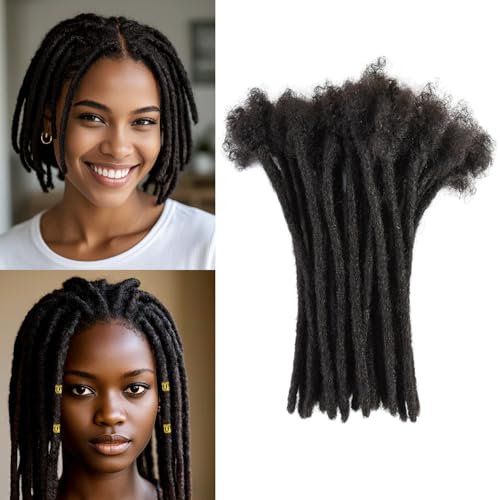 10 Strands Dreadlock Extensions Full Handmade Loc Extensions Dreadlocks Crochet Braids Extension de Dreadlocks Cheveux Humain Noir Naturel pour Homme/Femme (6 Inch 0.6cm 10 Strands)