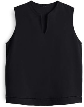 OPUS Damen Blusentop | Blusentop FARIBICA Regular mit filigraner Lochspitze Black, 42