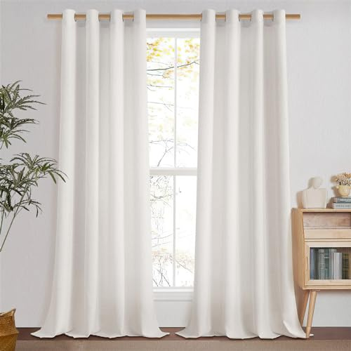 MRTREES Durchsichtige Leinen-Vorhänge, Voile-Vorhänge für Schlafzimmer und Wohnzimmer, halbtransparent, weiches Material, 2 Paneele, 140 x 213 cm, Natur