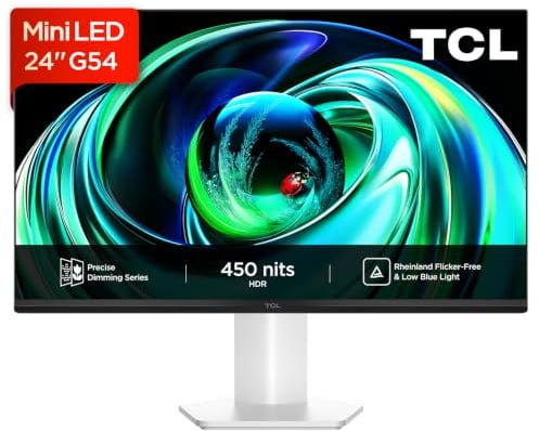 TCL 24G54-UK Mini-LED Monitor, Full HD resolution, 100Hz, VA panel, 450 nits, VESA Display HDR 400, Wide Color Gamut, TÜV Rheinland Flicker-Free & Low Blue Light