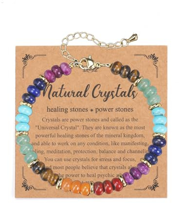 Zysta Chakra Armband Echte Steine Perlenarmband 4mm Verstellbar Heilsteine Yoga Armbänder Reiki Energietherapie Glücksarmband Spirituelle Geschenke für Damen