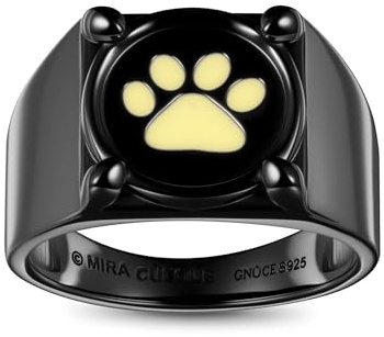 GNOCE Ring Zag Heroez Miraculous - Cat Noir Leuchtet im Dunkeln Ring 925 Sterling Silber Geschenk Verlobungring Schmuckgeschenk für Damen (9.5)
