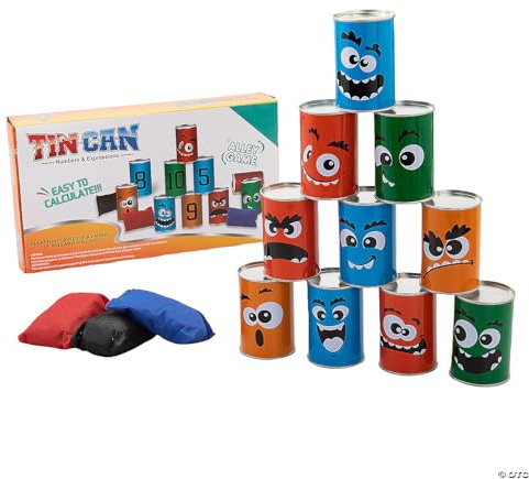 14 3/4 x 8 1/4 Tin Can Numbers & Expressions Sandbag Toss Game Set