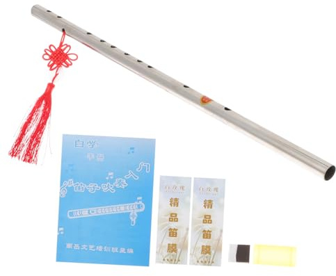 Chinesische Flöte F-ton 1 Satz aus Edelstahl für Anfänger | Retro Stil, Tragbar mit Tasche, für Erwachsene und Kinder, Präzise Töne und Leichter Klang
