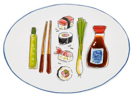 Blond Amsterdam Ovaler Teller Blond Sushi, 27cm | Keramik, Blond Sushi Kollektion, Für Sushi & Snacks, Mikrowellengeeignet, Handwäsche empfohlen