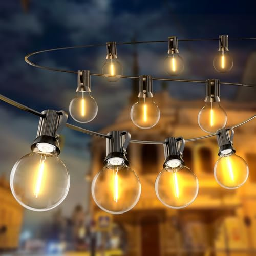 ICRGB LED Lichterkette Außen, 11M Lichterkette außen strom 15+1 Stk.Warmweiße G40 Glühbirnen Plastik,IP65 Wasserdicht Innen Außen Beleuchtung Lichterketten für Garten, Terrasse,Hochzeiten,Partys