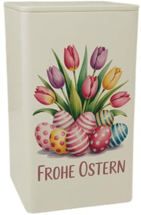 speecheese Tulpen und Ostereier Frohe Ostern Dose 900ml Lustige AufbewahrungsDose 900ml für Ostergeschenke