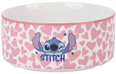 Christmas Inspirations Stitch Bowl Porzellan Disney Schale Herzen süße Love Bowl für Snacks Müsli oder Süßes dekorative Lilo & Stitch Schüssel ca. 6,3 x 15 x 15 cm