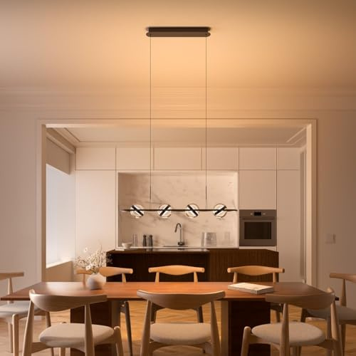 NEONA RIVA LED Pendelleuchte Schwarz Aluminium Glas 4-Flammig, Hängelampe Dimmbar 3 Stufen Mundgeblasene Glaskugeln 360° Drehbar warmweiß 2700K (Schwarz)