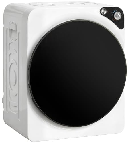 HOMCOM Secadora de Ropa 5 kg Secadora de Evacuación Compacta 1000W Blanco | 5 Programas, Temporizador, Función Esterilizar, Tambor de Acero Inoxidable, Apilable o para Piso