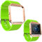 Maucoray Uhrenarmband mit Edelstahlrahmen Kompatibel für Fitbit Blaze Smartwatch, Silikonarmband Ersatzzubehör Verstellbares Armband (grün)