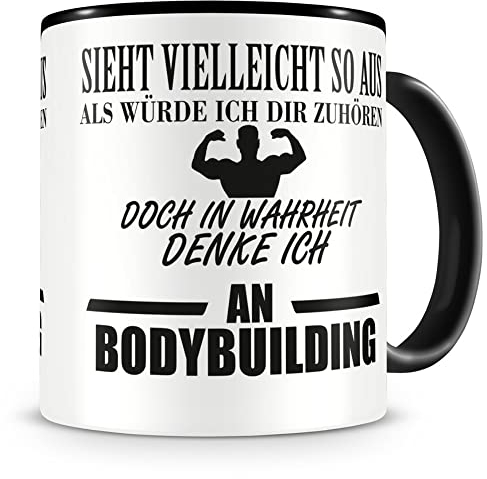 Samunshi® Ich denke an Bodybuilding Tasse Kaffeetasse Teetasse Kaffeepott Kaffeebecher Becher