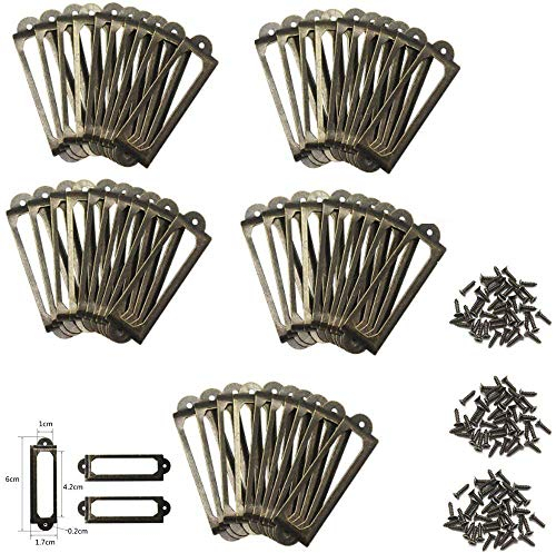 YFMD Laiton Antique en métal, DE fichiers, Cabinet tiroir Tag, étiquettes Supports étagère Porte Carte pour, Bibliothèques, à tiroirs (50Pcs)