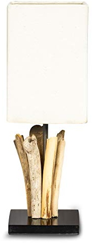 Tischlampe Höhe 41cm Tischleuchte Treibholz Teakholz Holz Lampe Leuchte Naturholz Unikat Tischdeko Holzdeko Treibholzlampe