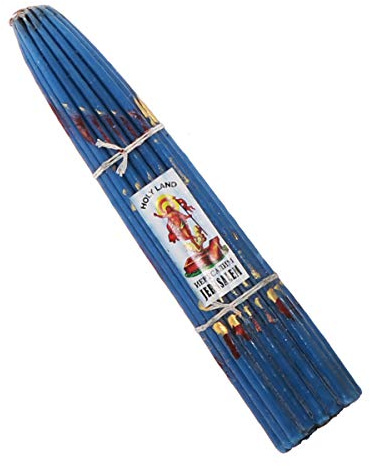 NKlaus Altarkerze Jerusalem, 33er Ritualkerze Blau, Höhe 25cm, 1 Stück | Gewicht: 240g