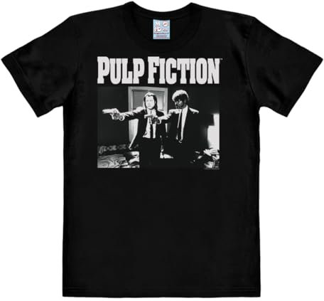 Logoshirt® Pulp Fiction I Vincent Vega & Jules Winnfield I T-Shirt Print I Damen & Herren I kurzärmlig I schwarz I Lizenziertes Originaldesign I Größe S