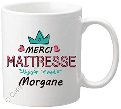 Gravure Events Cadeau Maîtresse Mug - Tasse Personnalisée originale pour maîtresses d'école avec prénom de l'enfant - Fin Année Scolaire institutrice, professeur des écoles (Merci Maitresse)