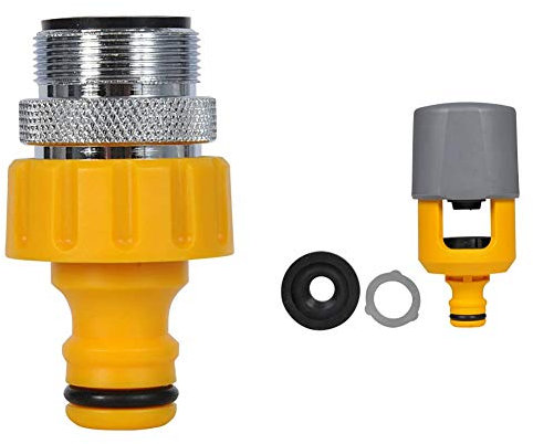 Hozelock Kitchen Tap Connector with a 24mm male head - Yellow & Mixer Tap Connector