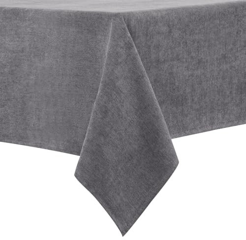 LUOLUO Rectangle Tablecloth Water Resistant 145 x 215cm(57x84in) Wipeable Table Cloth Fuzzy Linen Table Cover for Dining Kitchen Home Restaurant Grey