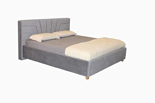ES Design 08 Polsterbett Optima mit 5 Jahren Garantie - Bett, Lattenrost und Stauraum (Hellgrau, 140 x 200 cm)